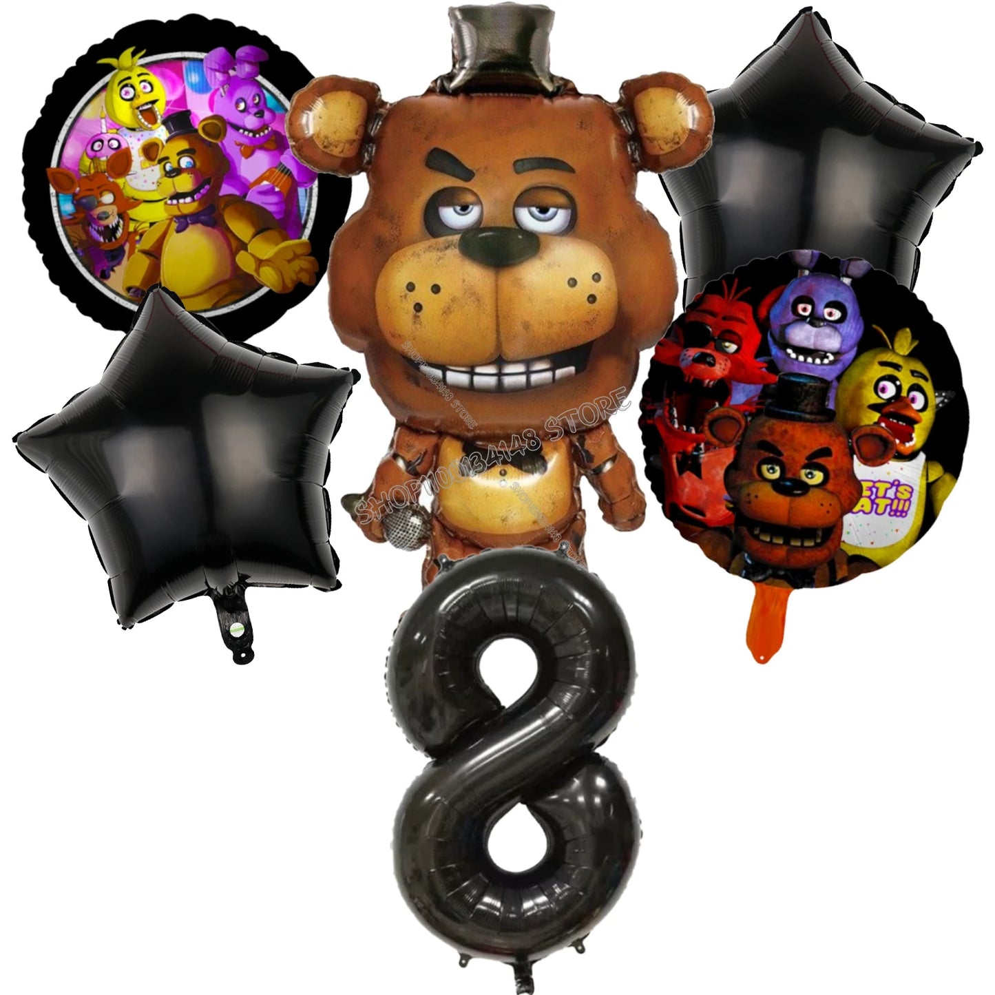 Fnafs Birthday Ballons 6pcs Five Nights At Freddys Party Number Balloons Decoration Props Ornaments Aluminium Balloon Kids Gift
