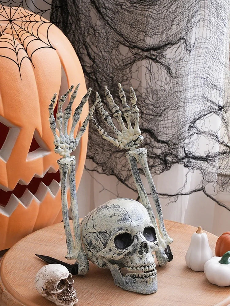 Halloween Decorations Home Decor Skeleton Head Outdoor Scary Props Realistic Skull Hands Yard Prank Festivals Party Supplies
