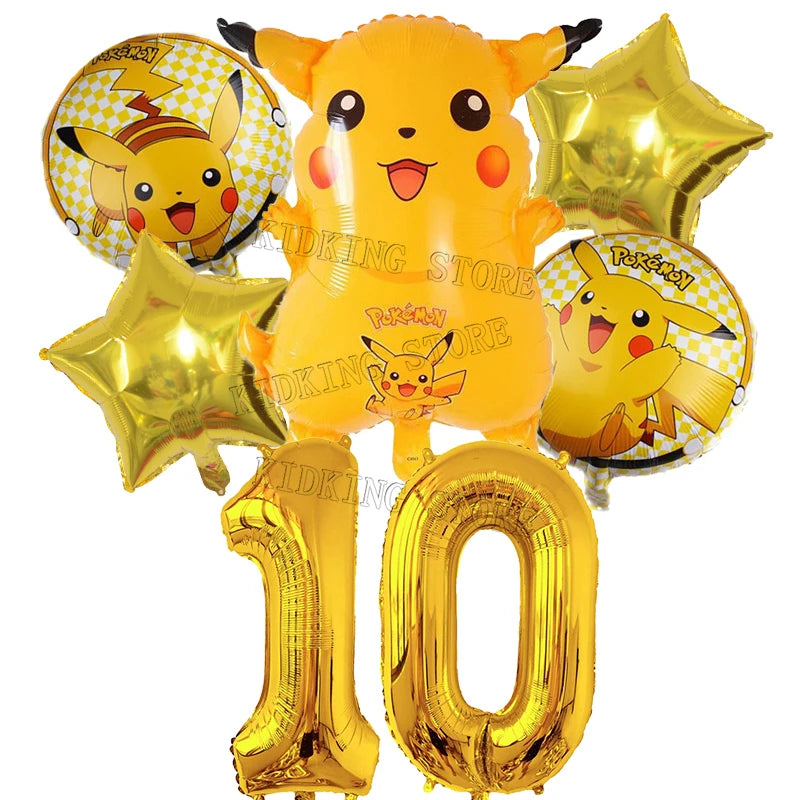 Pokemon Numbers Ballons Pikachu Charmander Birthday Balloons Party Decoration Baby Shower Ornaments Anime Room Decor Kids Gifts