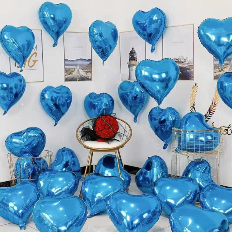 18 Inch Heart-shaped Aluminum Film Balloons For Valentine's Day Decorations Light Plate Heart-shaped Balloons Weddings
