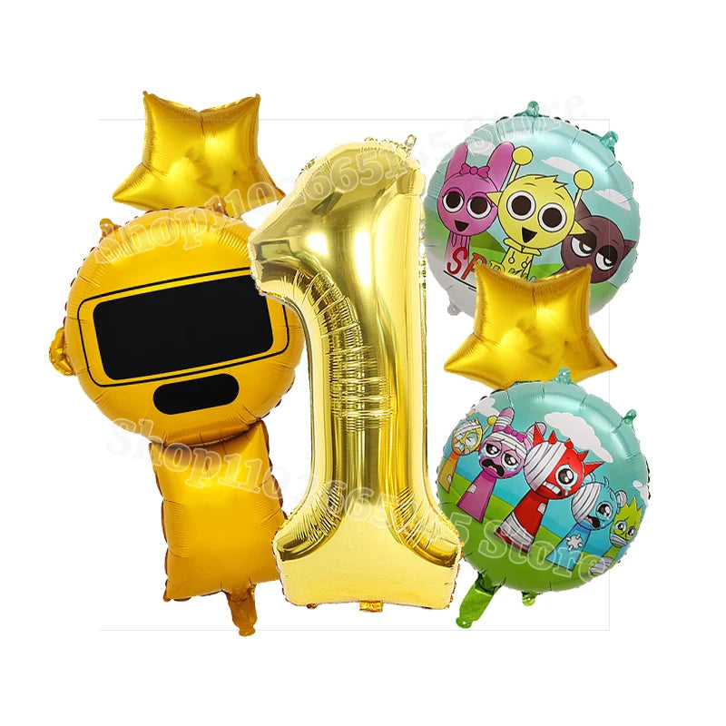 Sprunki Cute Balloons Kids New Digit 1-10 Party Decoration Boys Girls Birthday Baby Shower Gender Reveal Ballons Children Gift