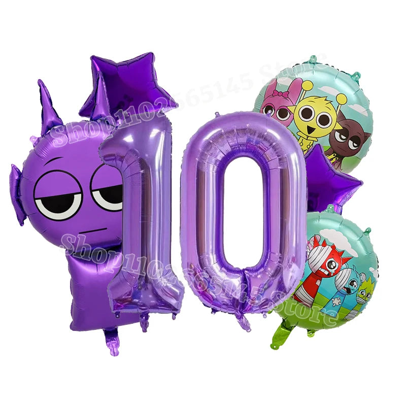 Sprunki Cute Balloons Kids New Digit 1-10 Party Decoration Boys Girls Birthday Baby Shower Gender Reveal Ballons Children Gift