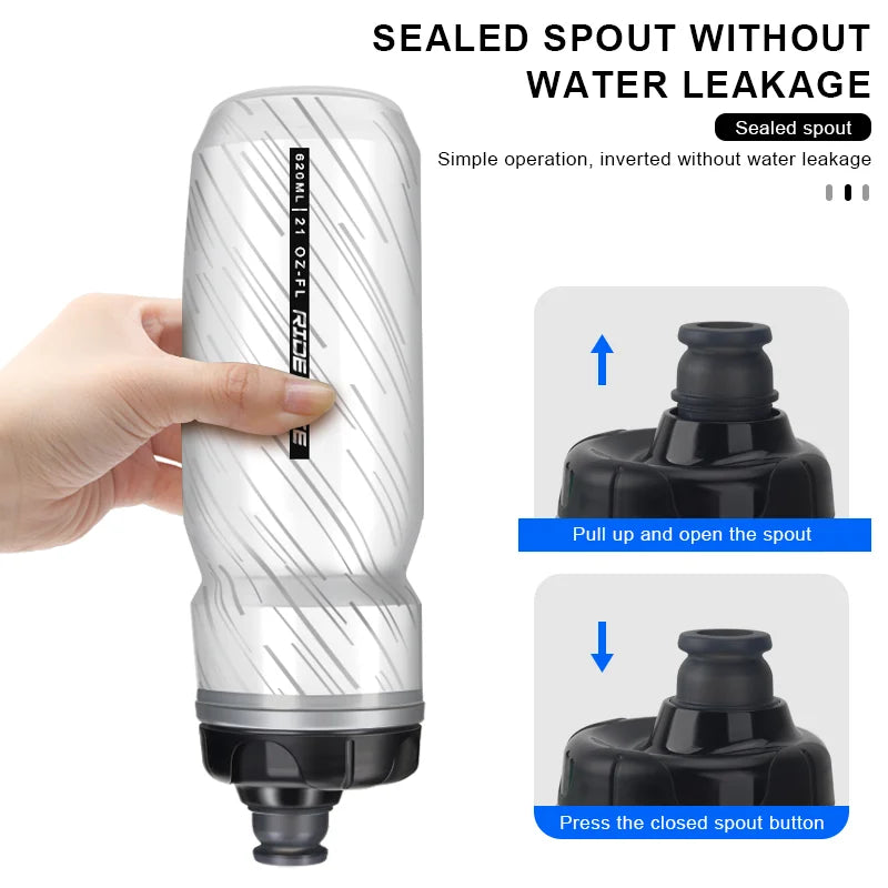 RIDERACE Bicycle Water Bottle Insulated Thermal Outdoor Sport Cycling Dual Layer Portable 620ml MTB Road Bike Cold Water Kettle
