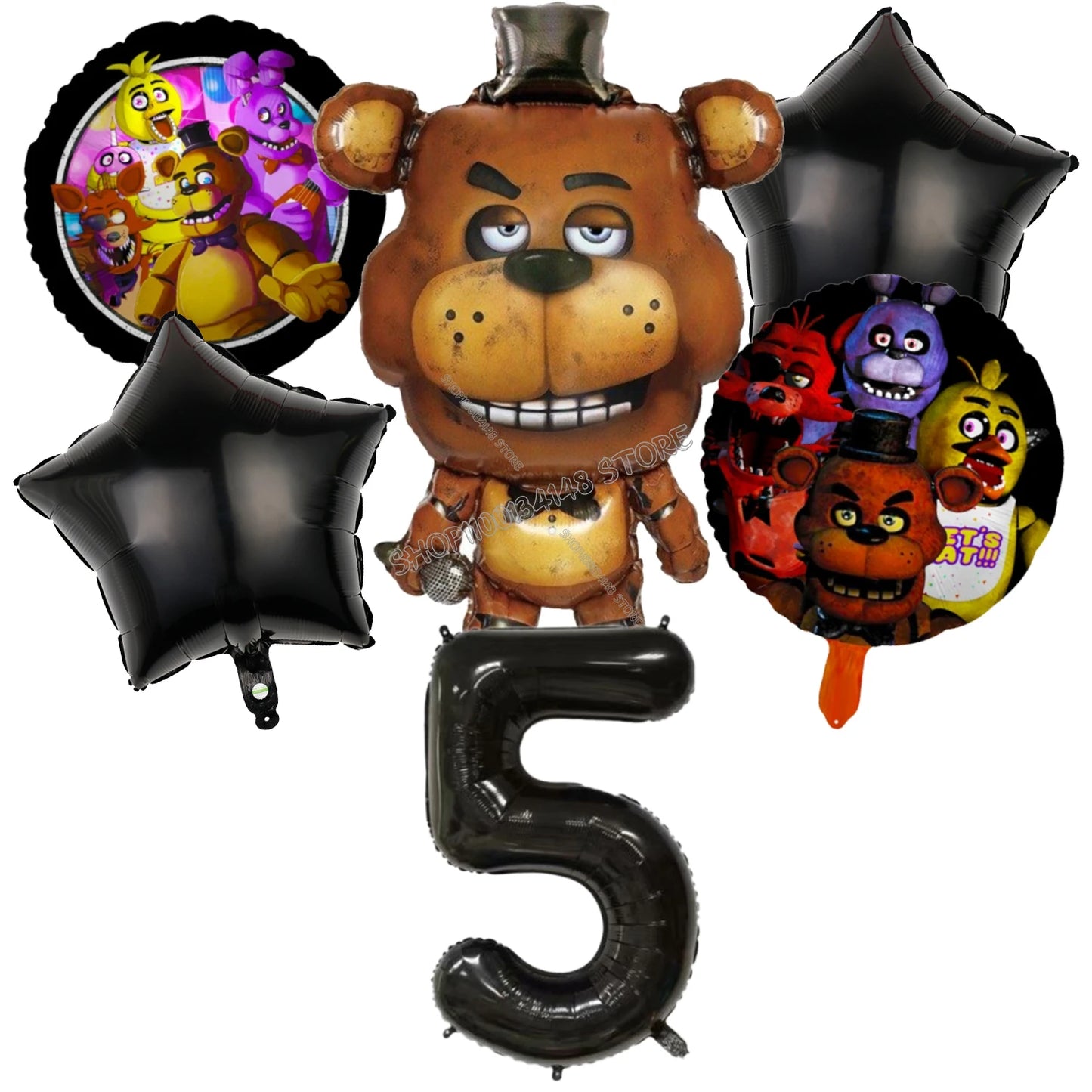 Fnafs Birthday Ballons 6pcs Five Nights At Freddys Party Number Balloons Decoration Props Ornaments Aluminium Balloon Kids Gift
