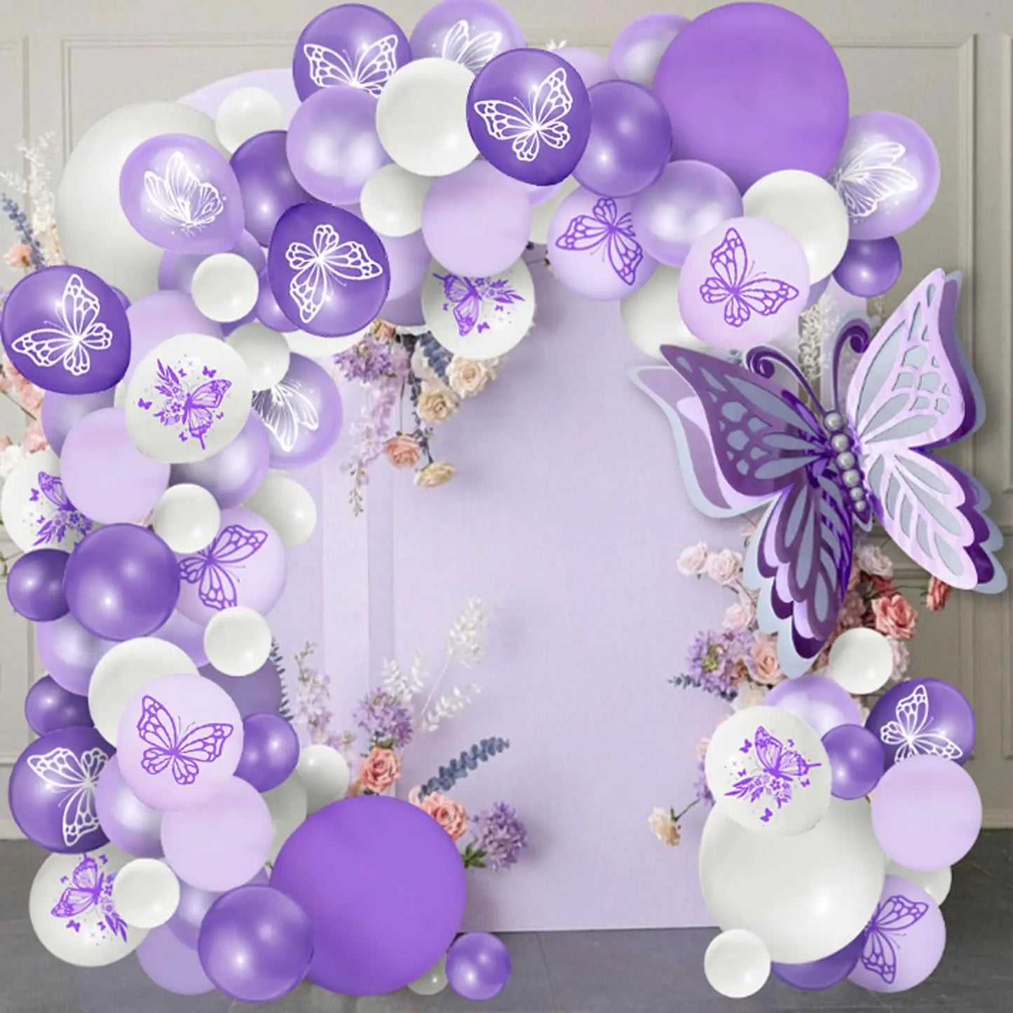 Butterfly Latex Balloons 12Inch Pink Purple Ballons For Girl Happy Birthday, Baby Shower, Wedding, Butterfly Party Decorations