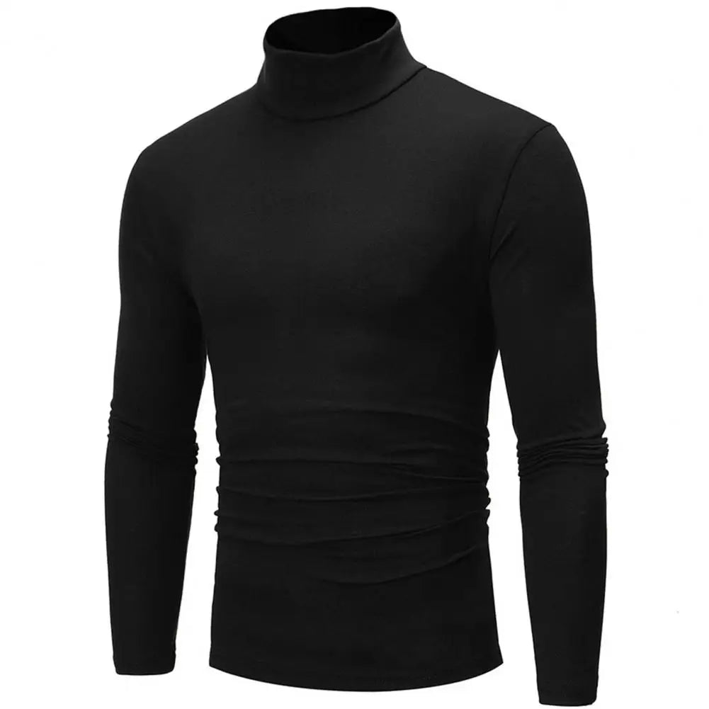2021 New Men's Solid Color Turtleneck T Shirts Male Slim Fit Long Sleeve T Shirts Black White Men tshirt Tops S-3XL