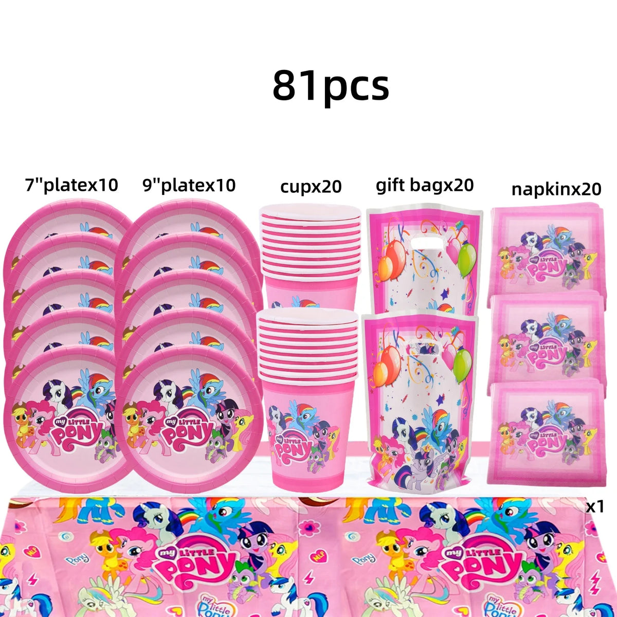 Pink Pony Birthday party Decoration set Tableware Tablecloth Plate Cup Gift Bags Napkin Baby Shower Pony Party Favors Supplies