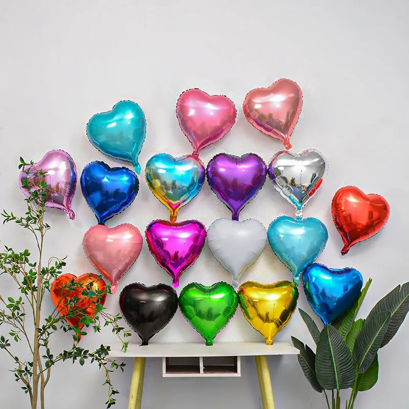 18 Inch Heart-shaped Aluminum Film Balloons For Valentine's Day Decorations Light Plate Heart-shaped Balloons Weddings