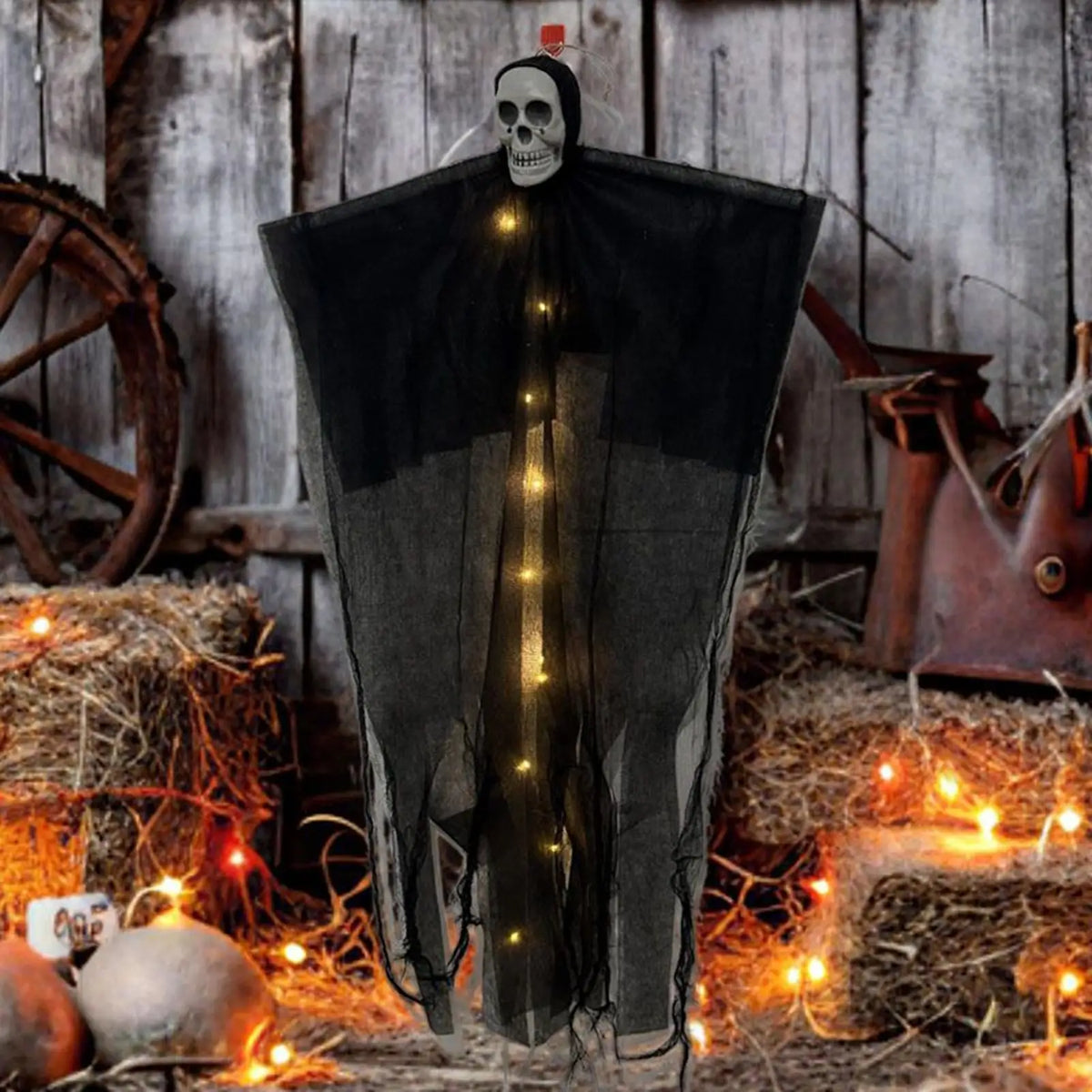Halloween Hanging Skeleton Ghost Decoration Lighted Skull Ornament Horror Props Haunted House Outdoor Tree Decor Party Supplies