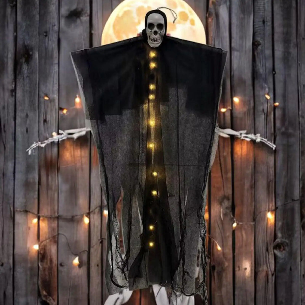 Halloween Hanging Skeleton Ghost Decoration Lighted Skull Ornament Horror Props Haunted House Outdoor Tree Decor Party Supplies