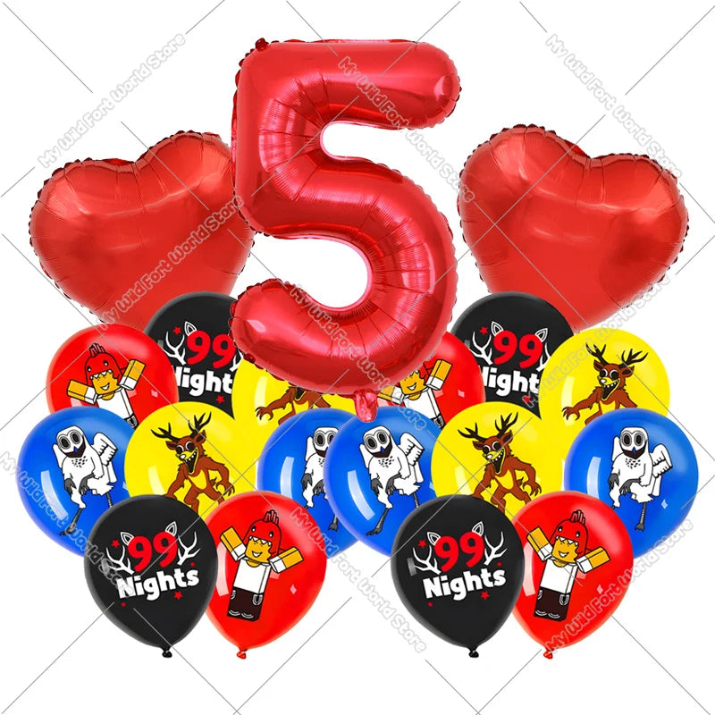 99 Nights in The Forest Birthday Number Ballons Set Balloons Baby Shower Party Decoration Hot Game Party Supplies Girl Boy Gift