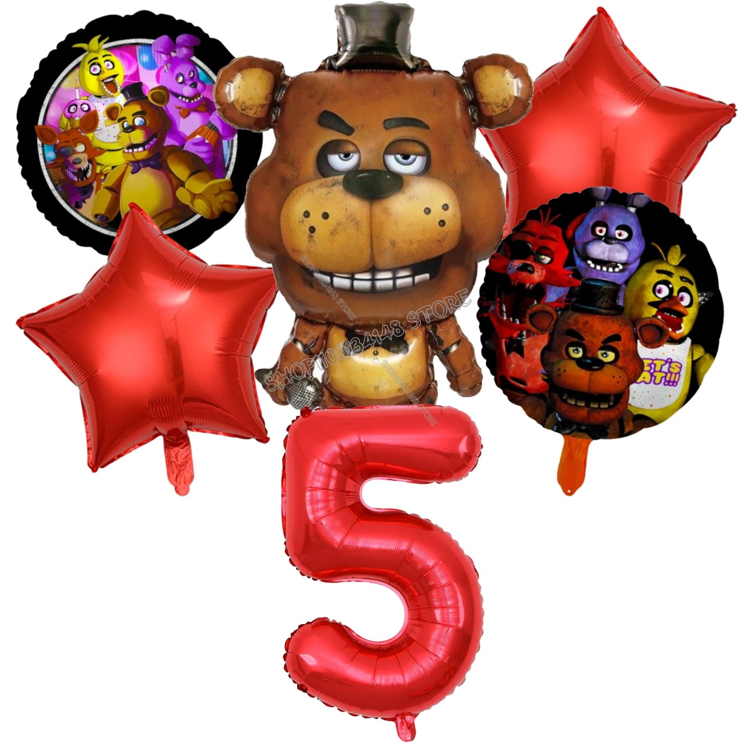 Fnafs Birthday Ballons 6pcs Five Nights At Freddys Party Number Balloons Decoration Props Ornaments Aluminium Balloon Kids Gift