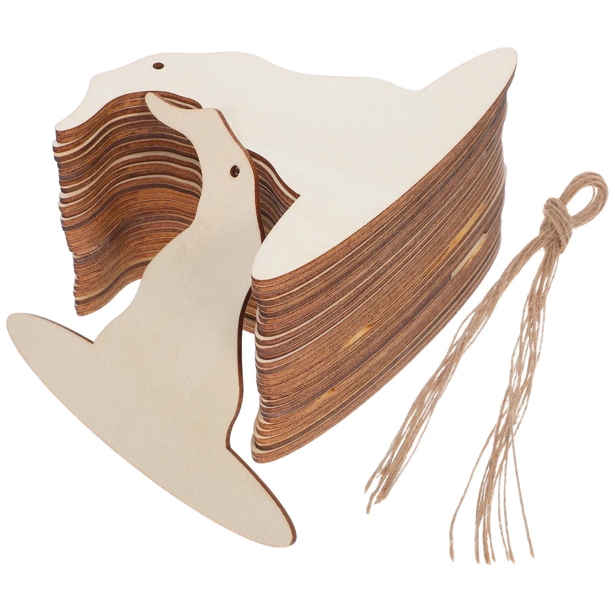 20 Pcs Wooden Witch Hat Hanging Ornament Halloween Photo Prop DIY Craft Cutouts Party Props Blank Boards Unfinished