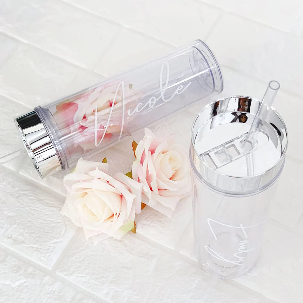 Personalized Bachelorette Party Tumblers With Straw 16oz Acrylic Rubber Tumbler Bridal Party Water Bottles Bridesmaid Gifts