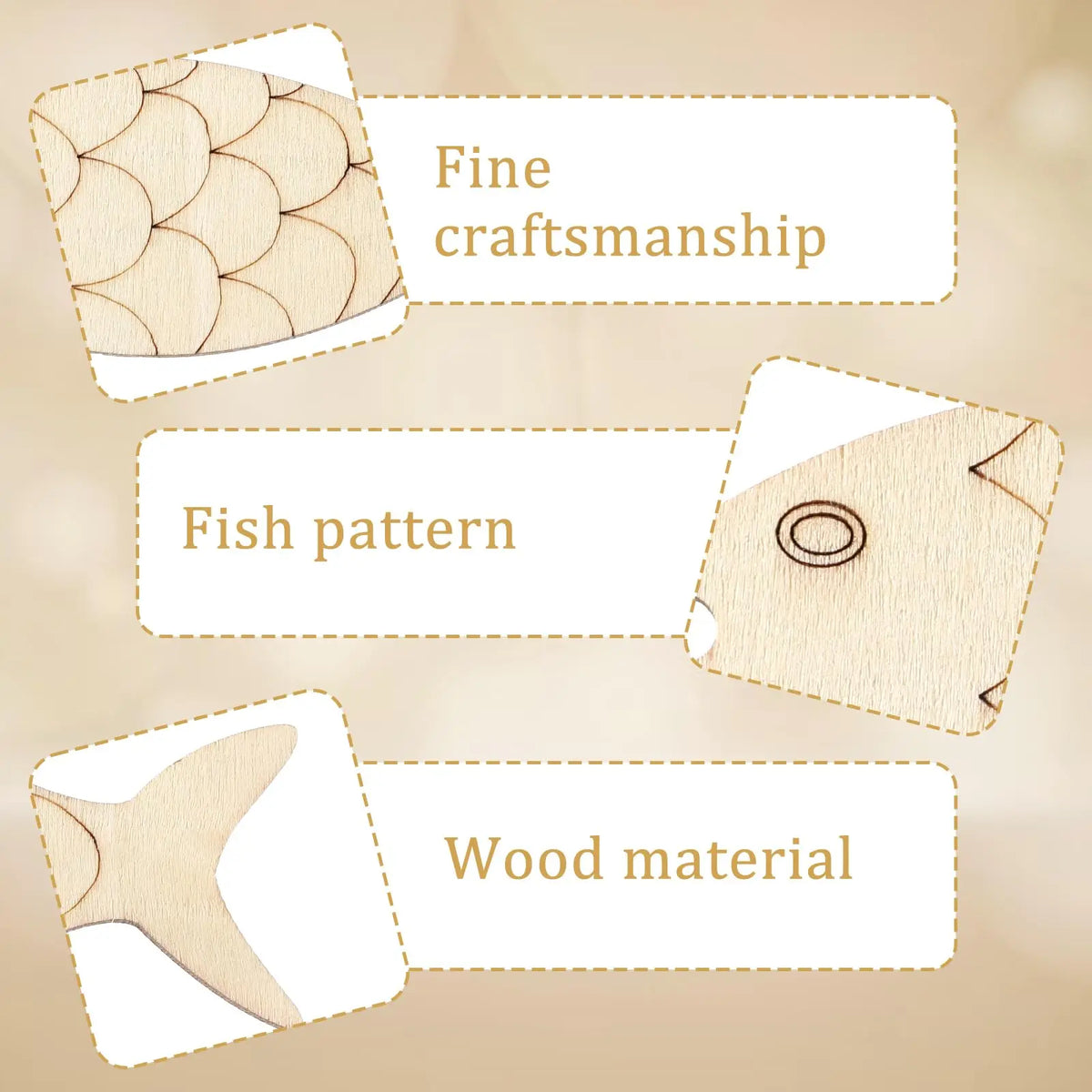 10pcs/set Fish Template Wooden Cutouts Unfinished Wooden Ornaments Blank Wooden Signs Wooden Cutouts with Rope for Home Hanging