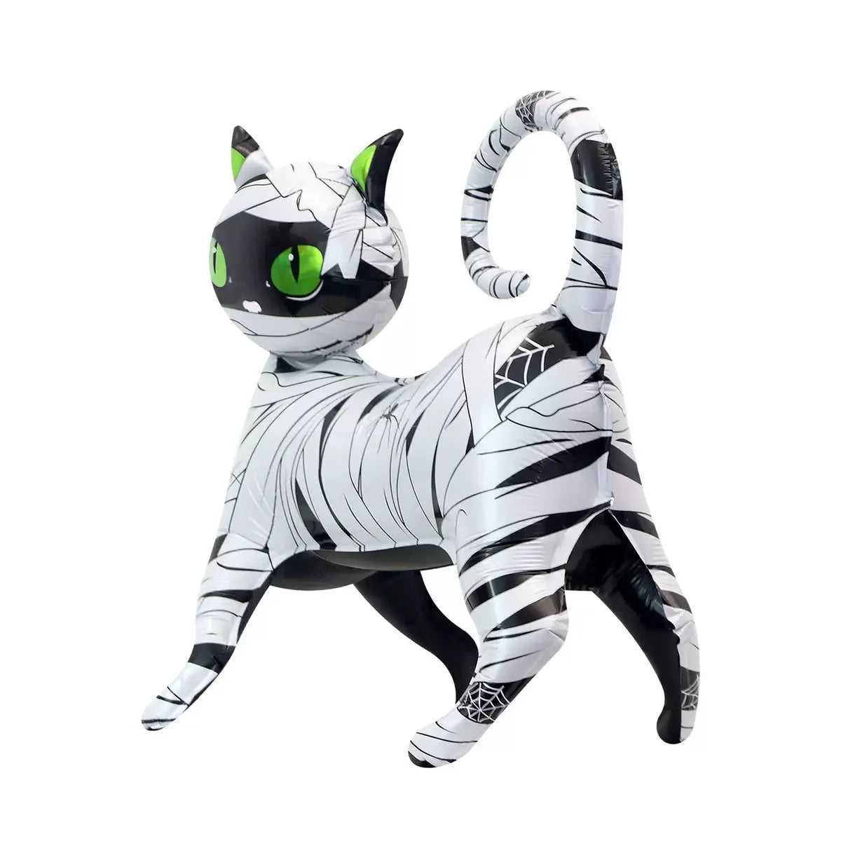 Halloween party decoration with black cat, aluminum foil balloons, 4D standing cartoon, green eyed cat, binding cloth design, Gh