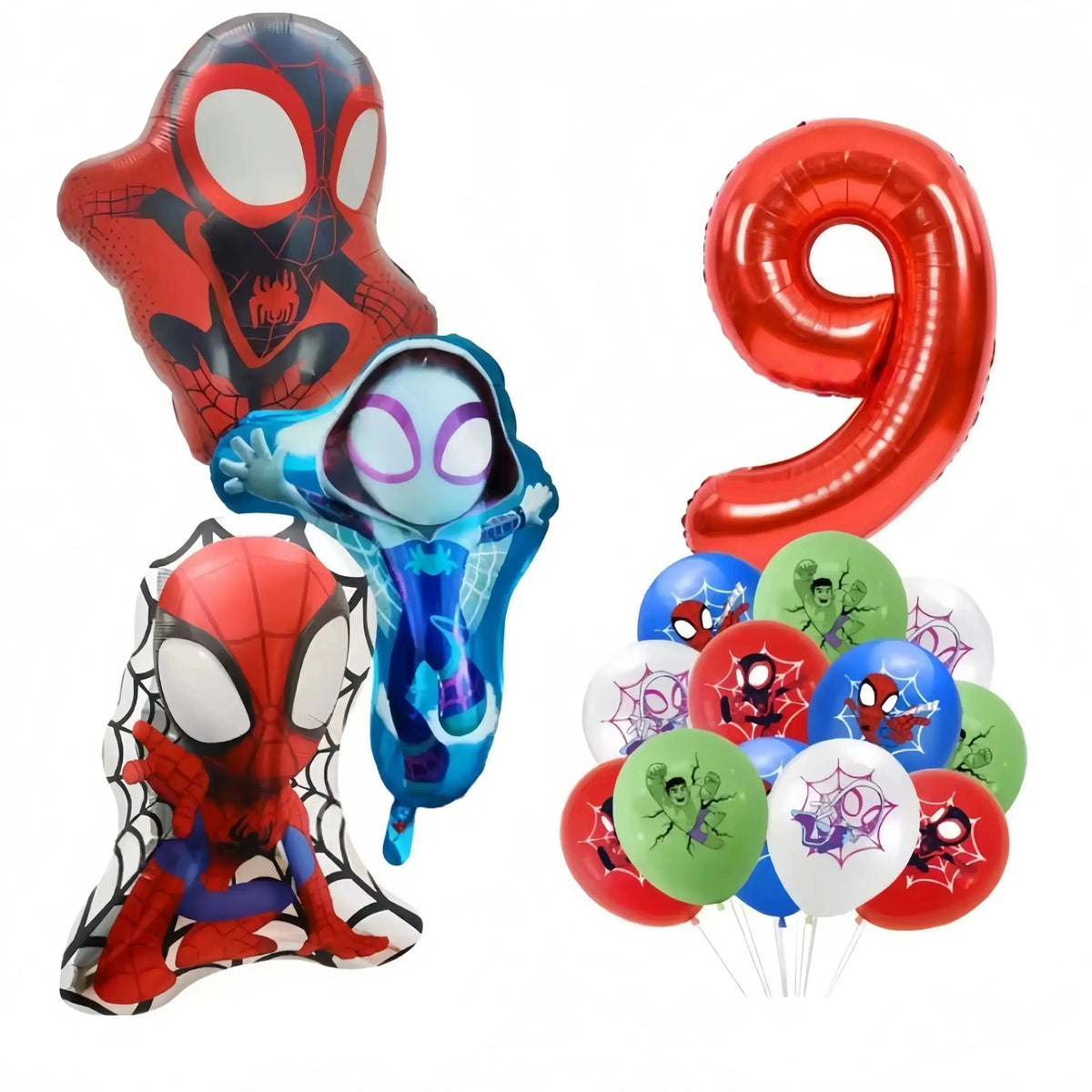 Spider and His Amazing Friends Spider Number Aluminum Balloons Birthday Party Decorations Balloon for Kids Baby Shower gifts