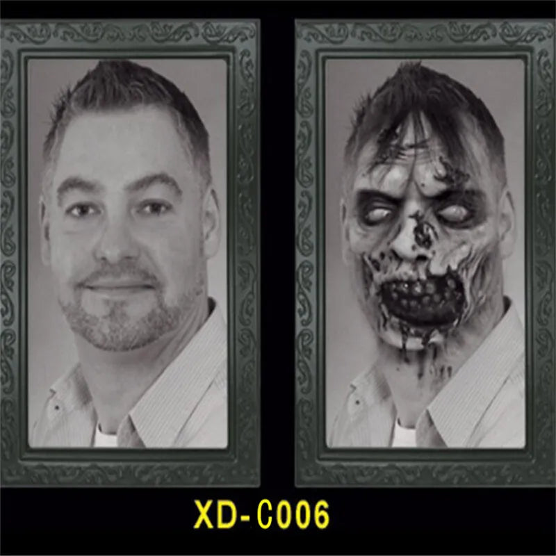 Halloween Decoration 3D Change Face Expression Moving Ghost Portrait Photo Frame Horror Party Castle Haunted House Props Decor