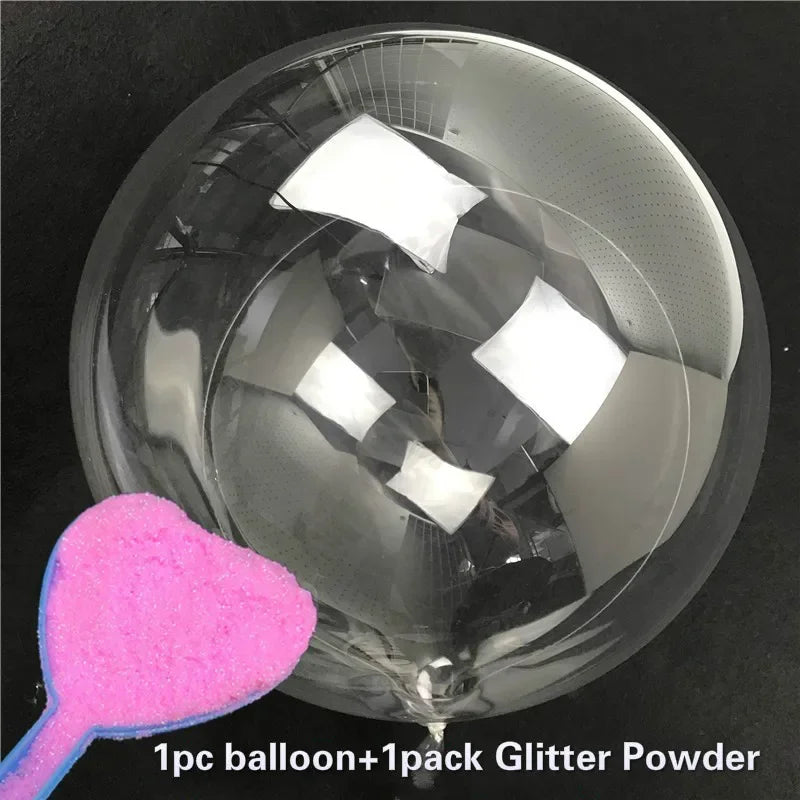 Wedding Decoration Glitter Balloons DIY Transparent Bubble Balls PVC Round Helium Bobo Ballons Event Birthday Party Decor Ballon