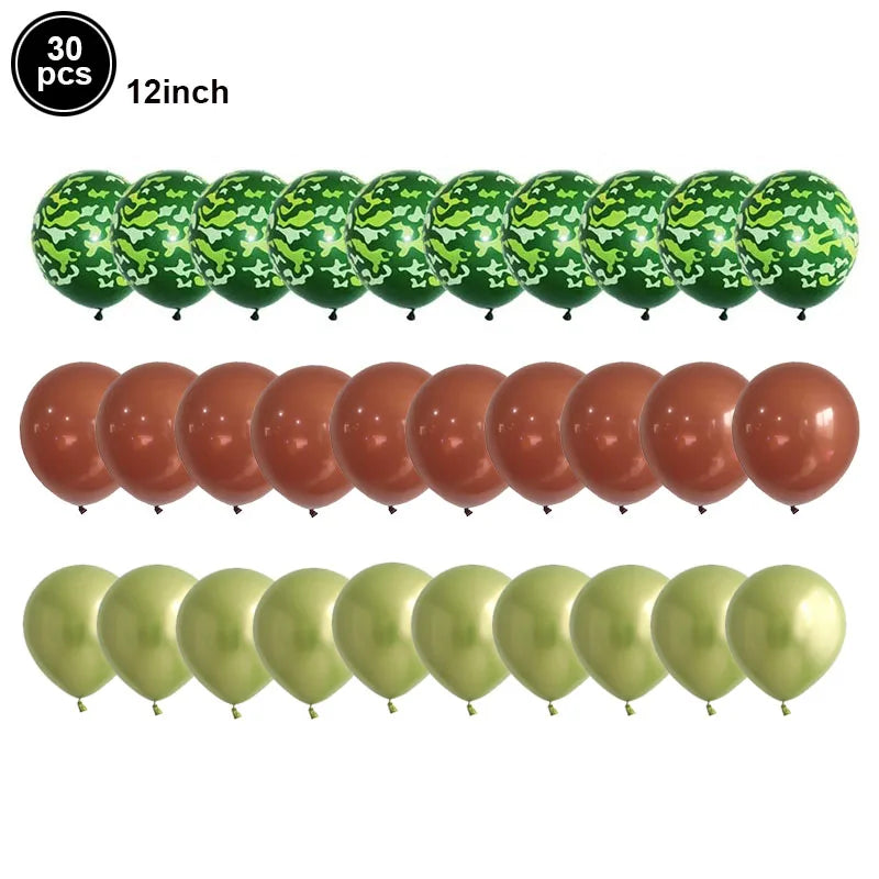 Camouflage Party Decoration Green Camo Latex Balloons Gun Tank Balloon Military Theme Decor Baby Shower Birthday Party Supplies