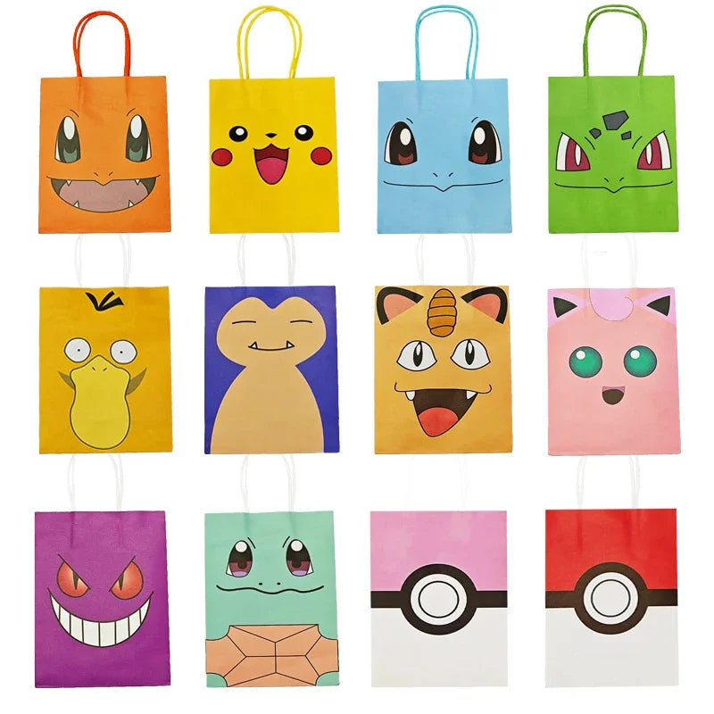 Pokemon Packing Bag Birthday Theme Gift Bag Pikachu Party Candy Snack Gift Bag Charmander Squirtle Children's Toy Gift