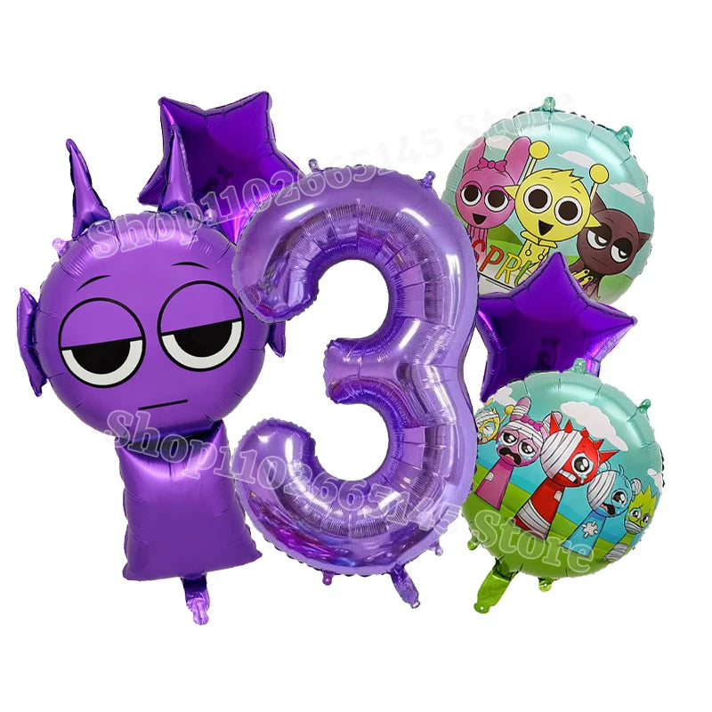 Sprunki Cute Balloons Kids New Digit 1-10 Party Decoration Boys Girls Birthday Baby Shower Gender Reveal Ballons Children Gift
