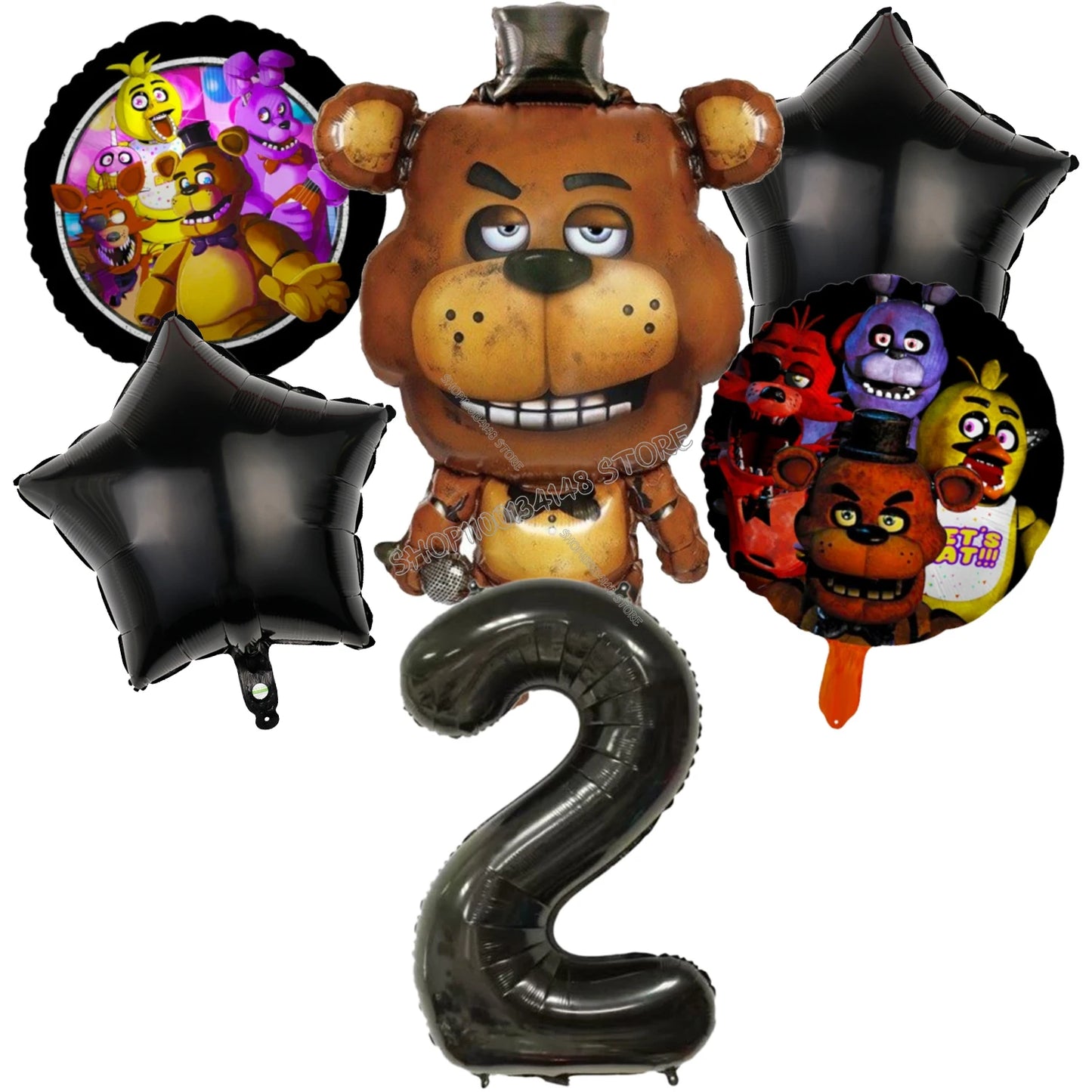 Fnafs Birthday Ballons 6pcs Five Nights At Freddys Party Number Balloons Decoration Props Ornaments Aluminium Balloon Kids Gift