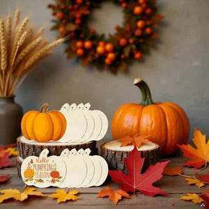 7 inch Wooden Pumpkins Ornaments to Pain Thanksgiving Halloween(48 Pcs)