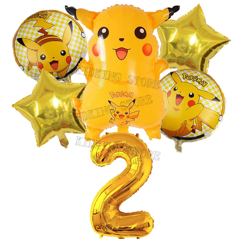 Pokemon Numbers Ballons Pikachu Charmander Birthday Balloons Party Decoration Baby Shower Ornaments Anime Room Decor Kids Gifts