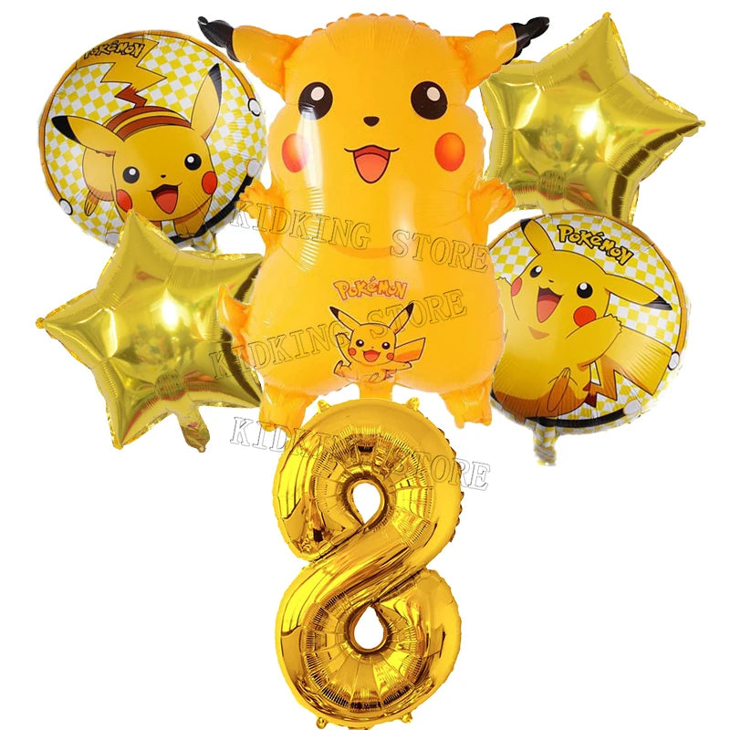 Pokemon Numbers Ballons Pikachu Charmander Birthday Balloons Party Decoration Baby Shower Ornaments Anime Room Decor Kids Gifts