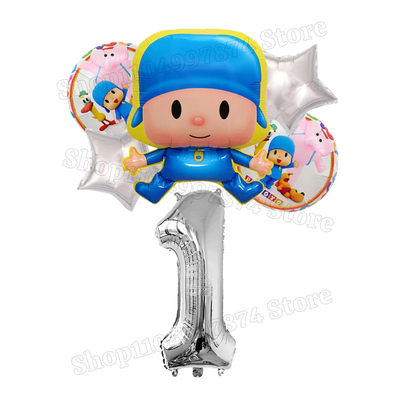 Kids Digit 1-10 Balloons P-pocoyos Kawaii Party Decoration Boys Girls Birthday Baby Shower Gender Reveal Ballons Children Gift