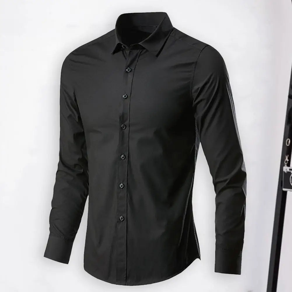 Men's White Shirt Long Sleeve Non iron Business Dress Slim Fit Korean Version Professional Work White Casual Men's Suit Shirt