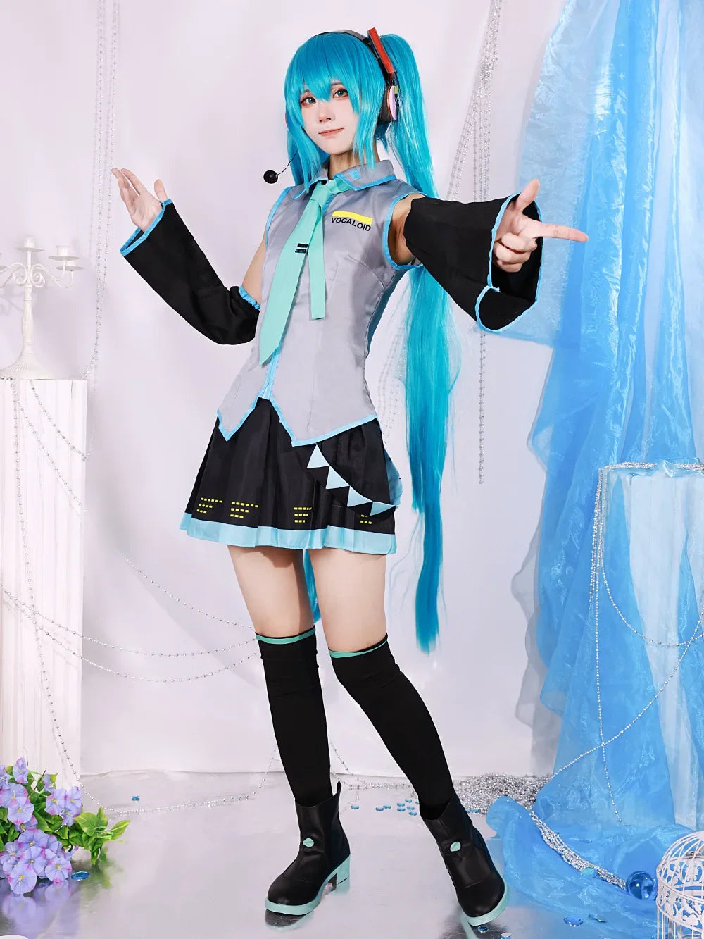 Anime Karakter Prestaties Kleding Hatsune Miku MIKU Anime Kleding Cosplay Kleding Rok Hetzelfde Pak Pruik Accessoires Halloween