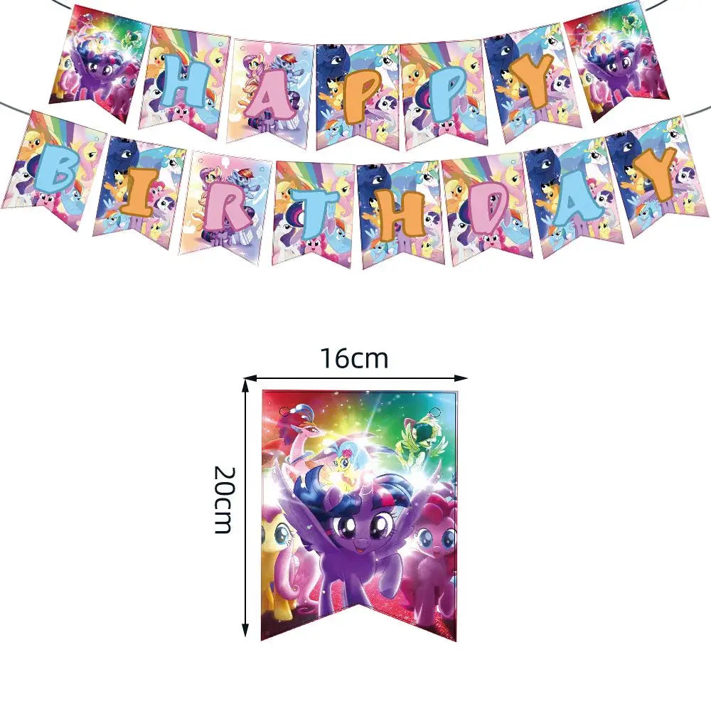 Pink Pony Birthday party Decoration set Tableware Tablecloth Plate Cup Gift Bags Napkin Baby Shower Pony Party Favors Supplies