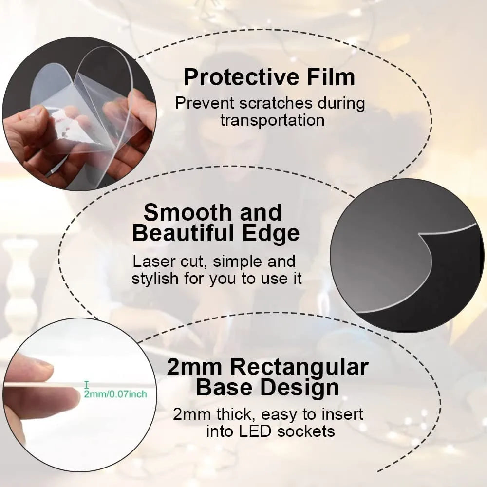 10 Shape Acrylic Sheet Cast Round Square Heart Clear Board for LED Light Base,Crafts,Sign DIY Display Projects,Laser Engraving