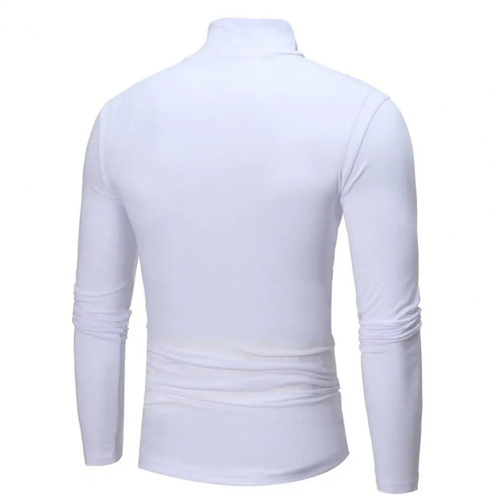 2021 New Men's Solid Color Turtleneck T Shirts Male Slim Fit Long Sleeve T Shirts Black White Men tshirt Tops S-3XL