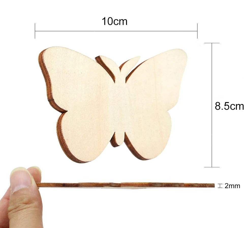 10pcs Butterfly Flower DIY Painting Wooden Crafts Wood Slices Ornaments For Birthday Wedding Party Table Decoration Kids Crafts