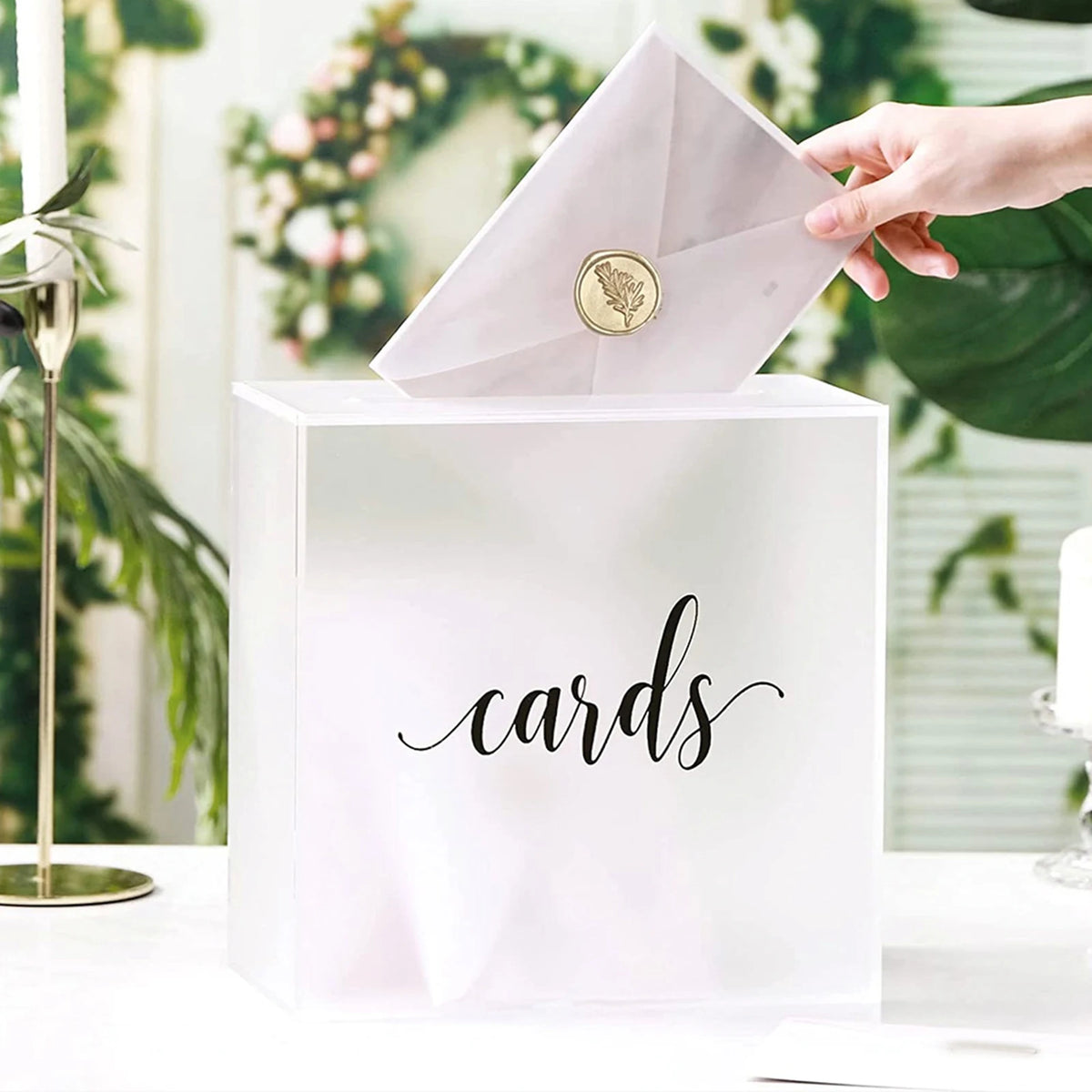 Large Acrylic Card Box DIY Large Envelope Gift Card Box Acrylic Wedding Money Box for Anniversary Shower Birthday Decorations