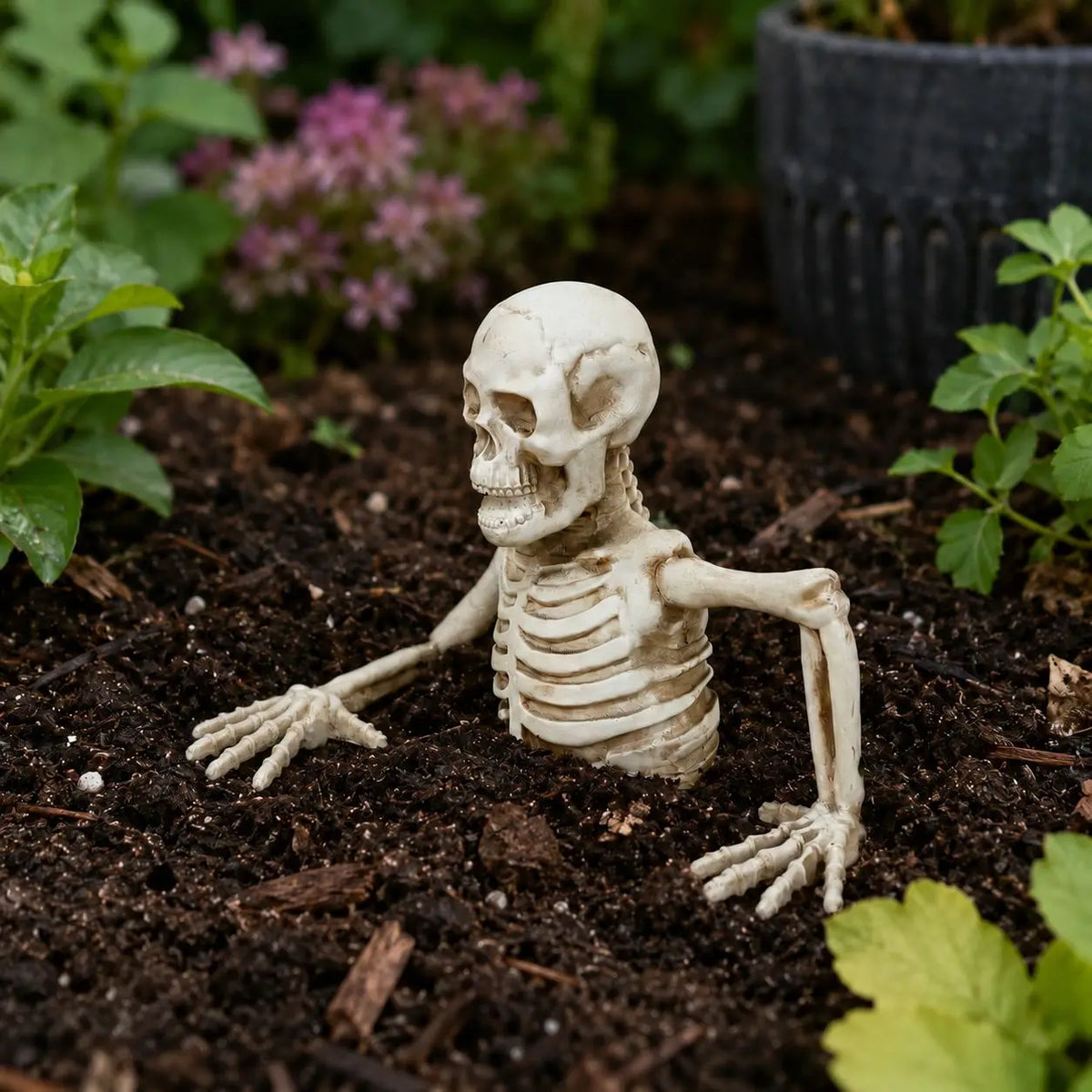 Halloween Half-body Skull Bonsai Decoration Half Body Skeleton Decoration for Halloween Indoor Outdoor Yard Decor Prop