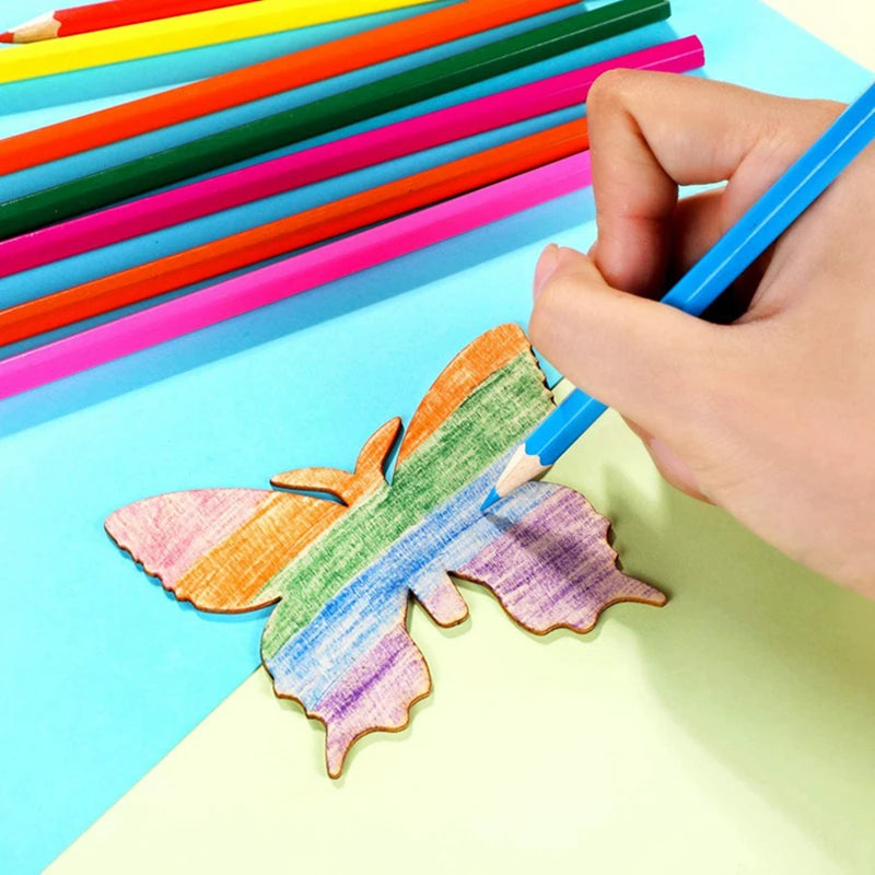 10pcs Butterfly Flower DIY Painting Wooden Crafts Wood Slices Ornaments For Birthday Wedding Party Table Decoration Kids Crafts
