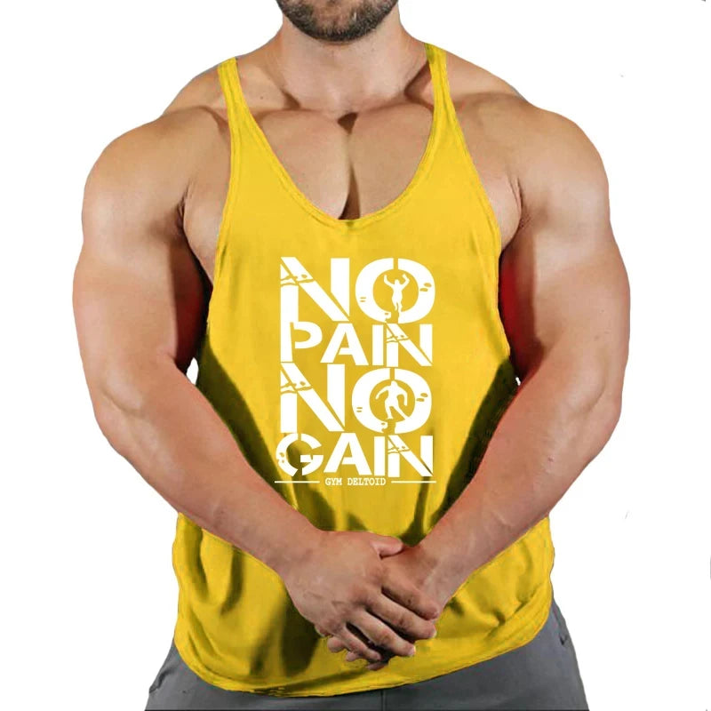 Gym T-shirts Muscle Men's Clothes Workout Fitness Shirt Singlets Tank Top Vest Man Sportswear Muscular Bodybuilding Stringer