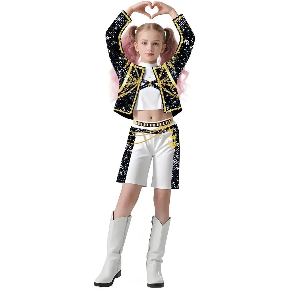 Kids Girls Kpop Rumi Zoey Mira  Cosplay Costume for Kid Printed Clothing Roleplay Halloween Carnival Costume