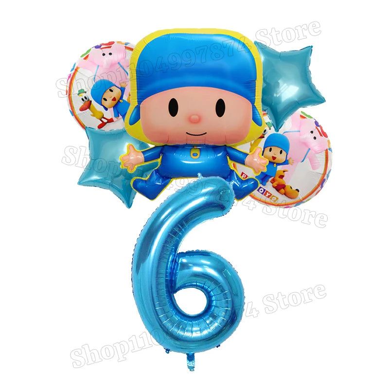 Kids Digit 1-10 Balloons P-pocoyos Kawaii Party Decoration Boys Girls Birthday Baby Shower Gender Reveal Ballons Children Gift