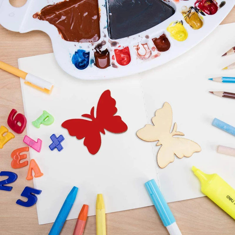 10pcs Butterfly Flower DIY Painting Wooden Crafts Wood Slices Ornaments For Birthday Wedding Party Table Decoration Kids Crafts