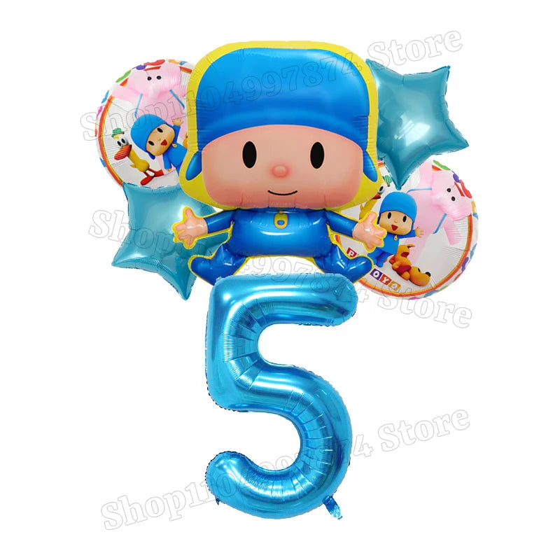 Kids Digit 1-10 Balloons P-pocoyos Kawaii Party Decoration Boys Girls Birthday Baby Shower Gender Reveal Ballons Children Gift