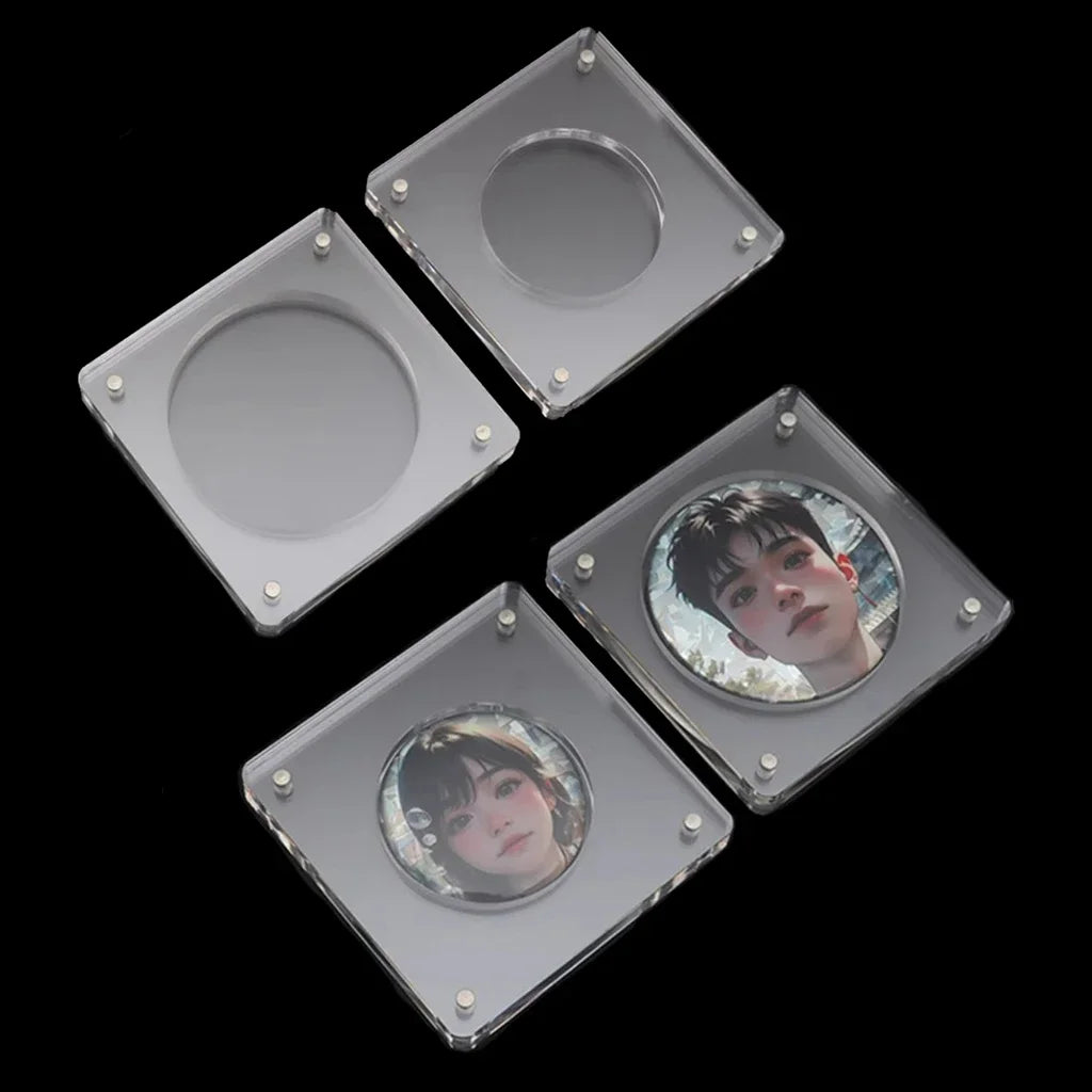 Acrylic Coin Display Case Military Challenge Coin Holder Double-Sided Self-Standing Display Frame Storage Box for Coins Badges