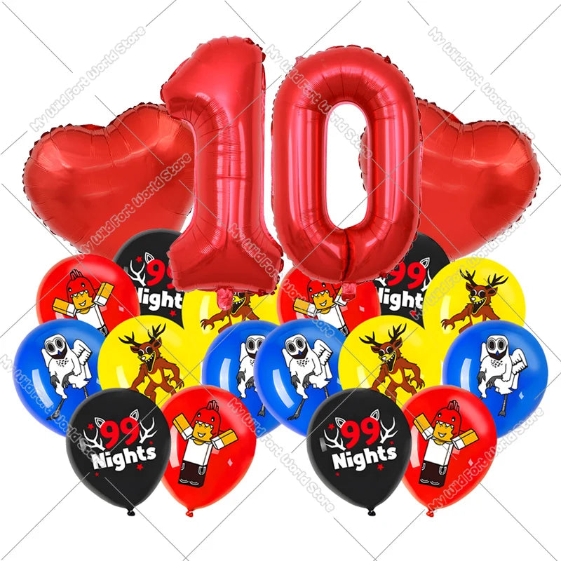 99 Nights in The Forest Birthday Number Ballons Set Balloons Baby Shower Party Decoration Hot Game Party Supplies Girl Boy Gift