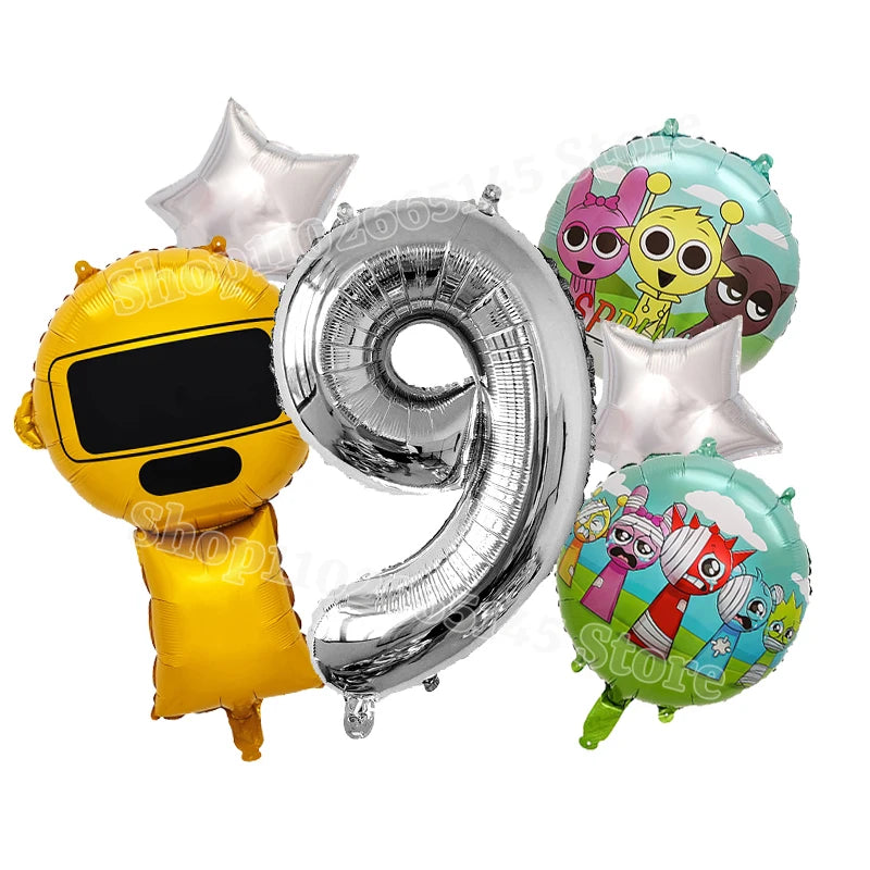 Sprunki Cute Balloons Kids New Digit 1-10 Party Decoration Boys Girls Birthday Baby Shower Gender Reveal Ballons Children Gift