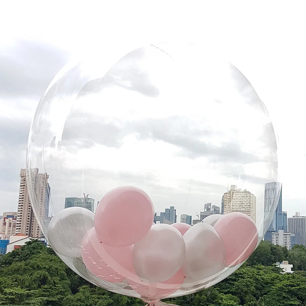 1-5pcs 18/20/24Inch Transparent Bobo Balloons Fillable Bubble Balloon for Wedding Birthday Party Decoration Air Helium Ballon