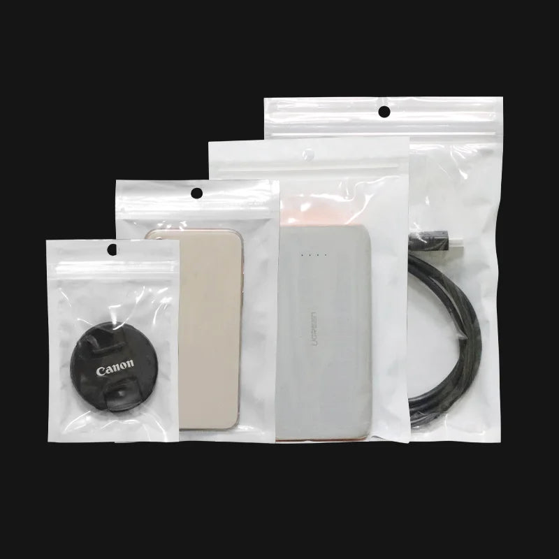 100 aircraft holes white pearlescent film yin and yang bone bag ziplock bag jewelry plastic packaging bag printing logo